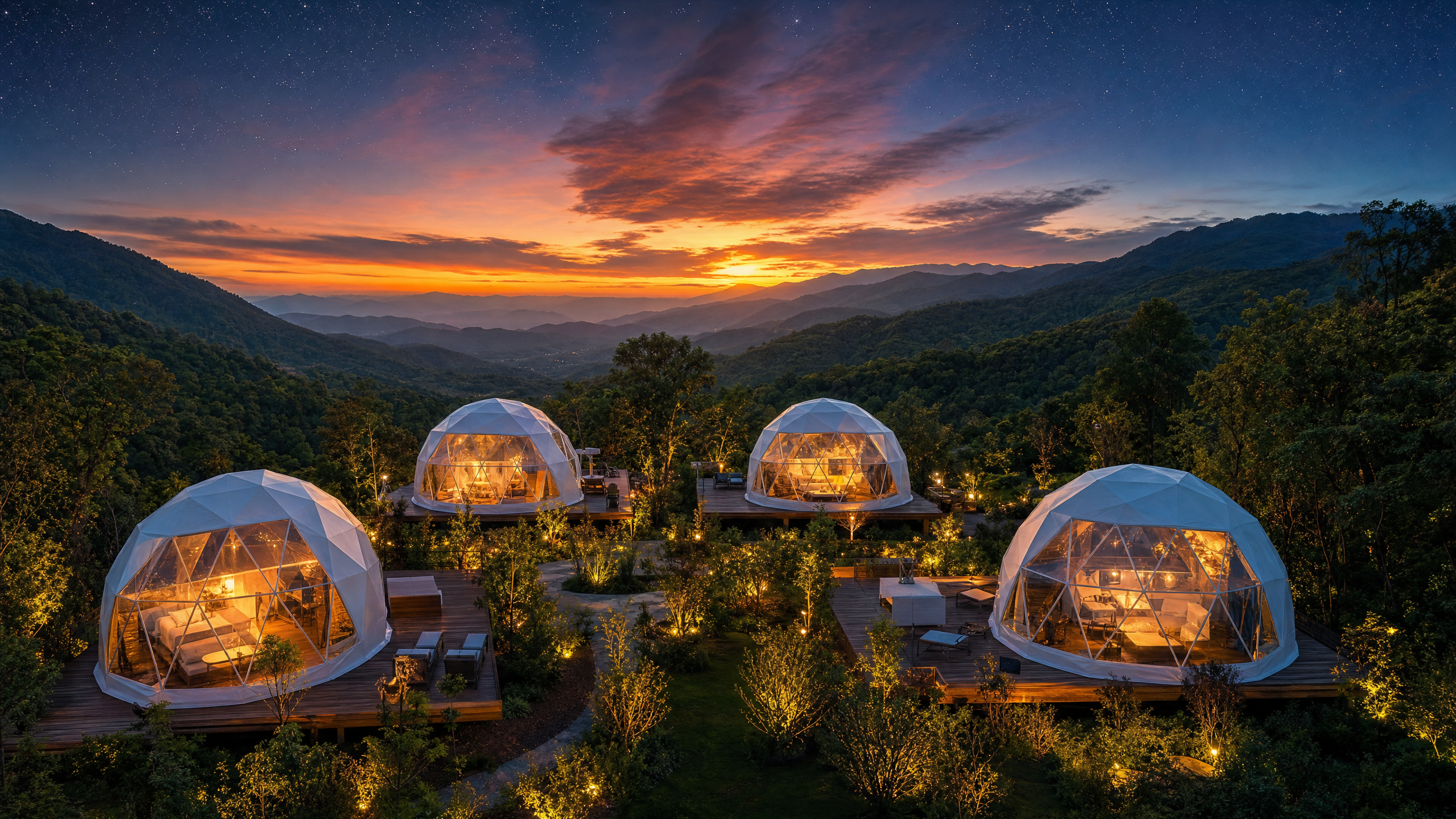 Domes at golden hour sunset